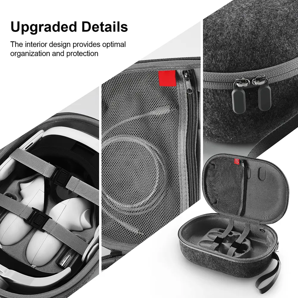 Hard Carrying Case Shockproof Hard Shell Case with Mesh Pocket Protective Carry Bag for Meta Quest 3S VR Headset and Accessories