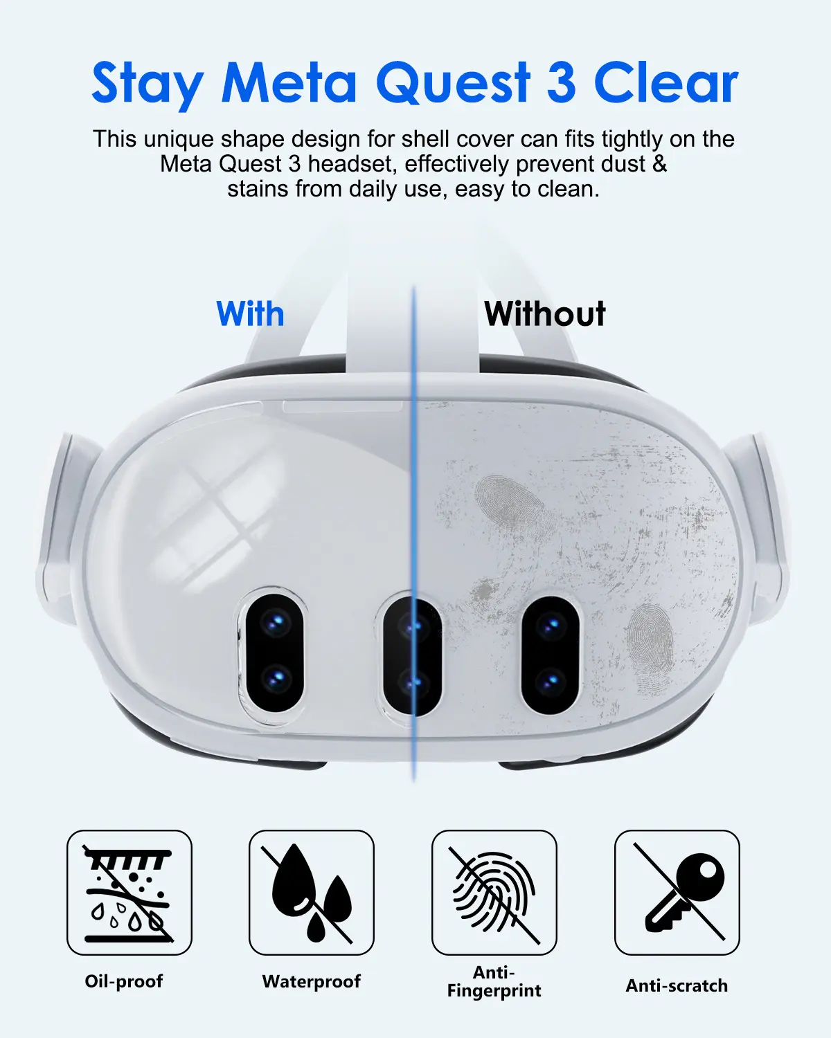 Aolion For Meta Quest3 VR Helmet Protective Cover Clear TPU Cases Set Protector Dustproof For Oculus Meta Quest3s VR Accessories