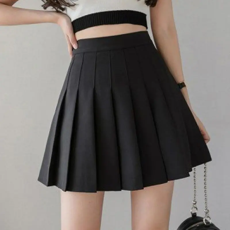 White Women Pleated Skirts Summer High Waist Zipper Girls Dancing JK Mini Skirts Black Fashion Student A Line Faldas 2024