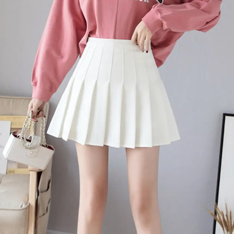 White Women Pleated Skirts Summer High Waist Zipper Girls Dancing JK Mini Skirts Black Fashion Student A Line Faldas 2024