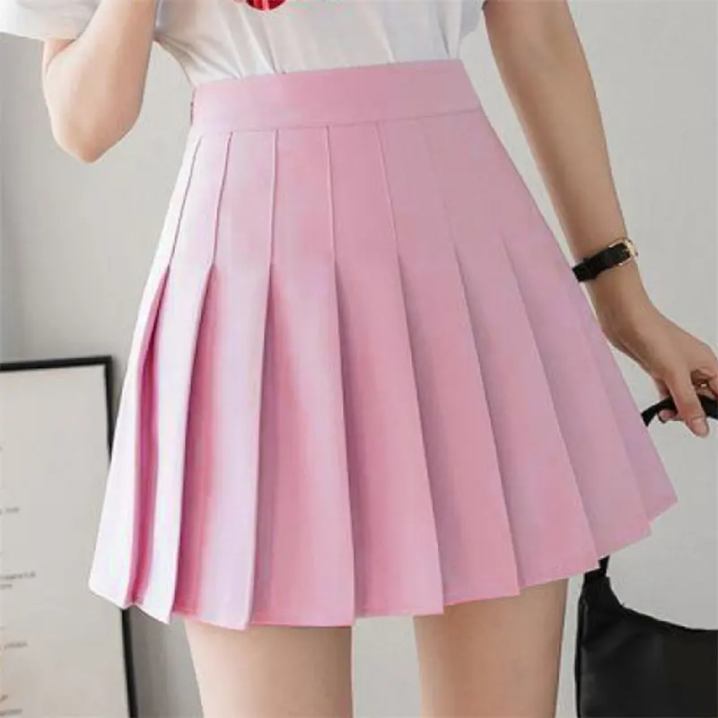 White Women Pleated Skirts Summer High Waist Zipper Girls Dancing JK Mini Skirts Black Fashion Student A Line Faldas 2024