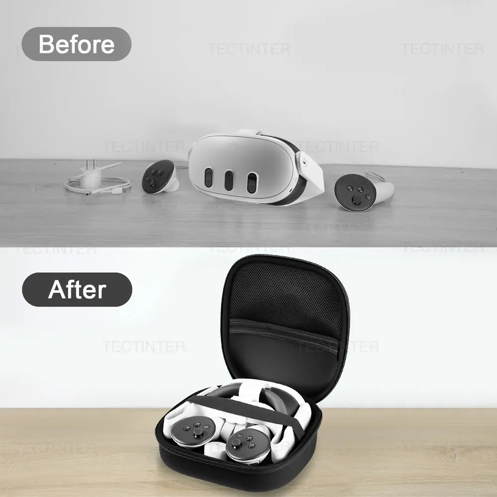 EVA Hard Carrying Case For Meta Quest 3/3S Larger Capacity Hard Storage Bag For VR Headsets Protective Bag Gaming Accessories