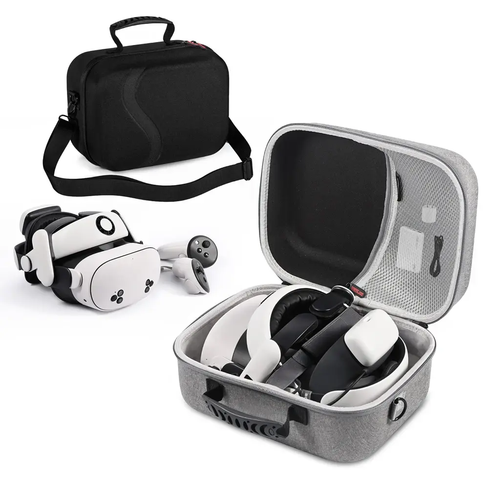 Hard Carry Case for Meta Quest 3 Handbag Waterproof Travel Storage Bag Mesh Pocket for Meta Quest 3 VR Headset Game Controller