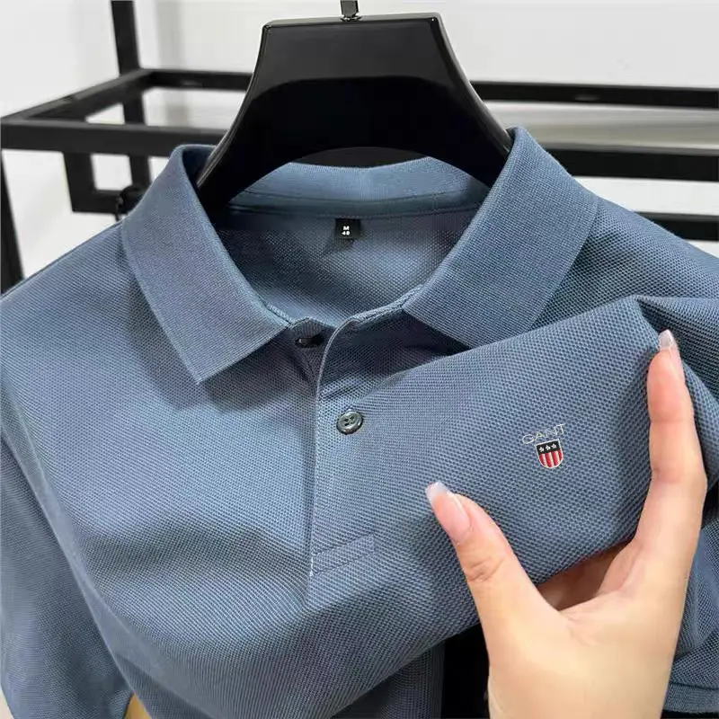 100% pure cotton elite men's short sleeve business comfort polo shirt luxurious new fashion exquisite Paul embroidery Tshirt top