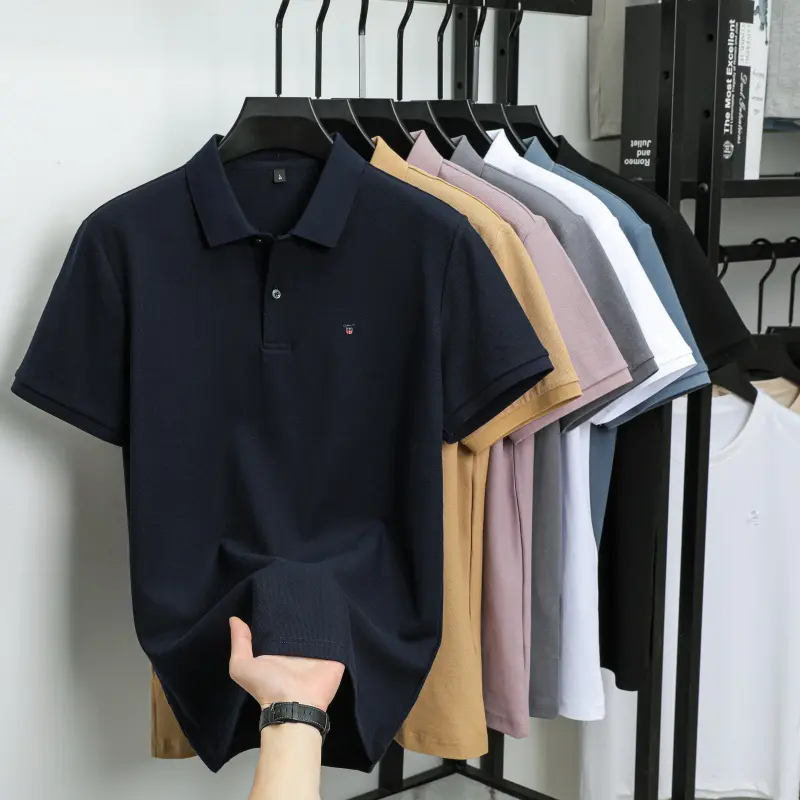 100% pure cotton elite men's short sleeve business comfort polo shirt luxurious new fashion exquisite Paul embroidery Tshirt top