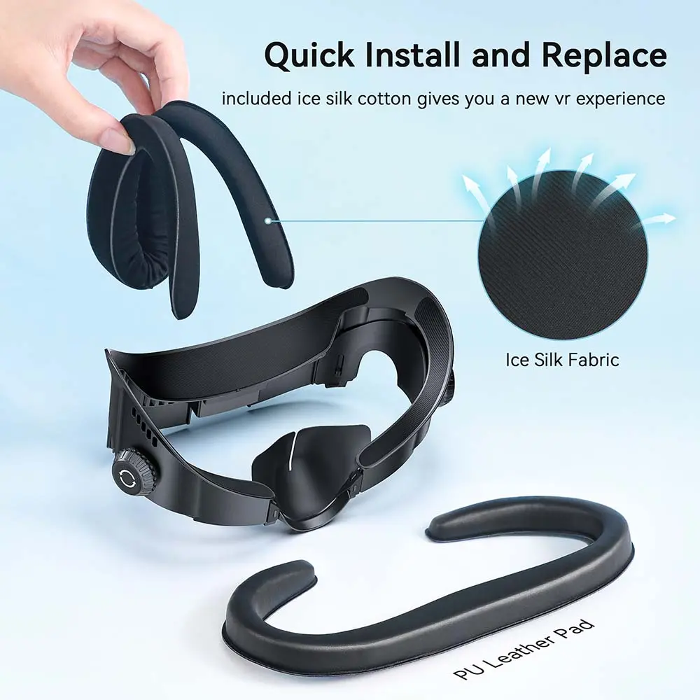 AMVR Face Mask Cover for Quest 3 Facial Interface Ice Silk Fabric Replacement Pad VR Glasses Accessories
