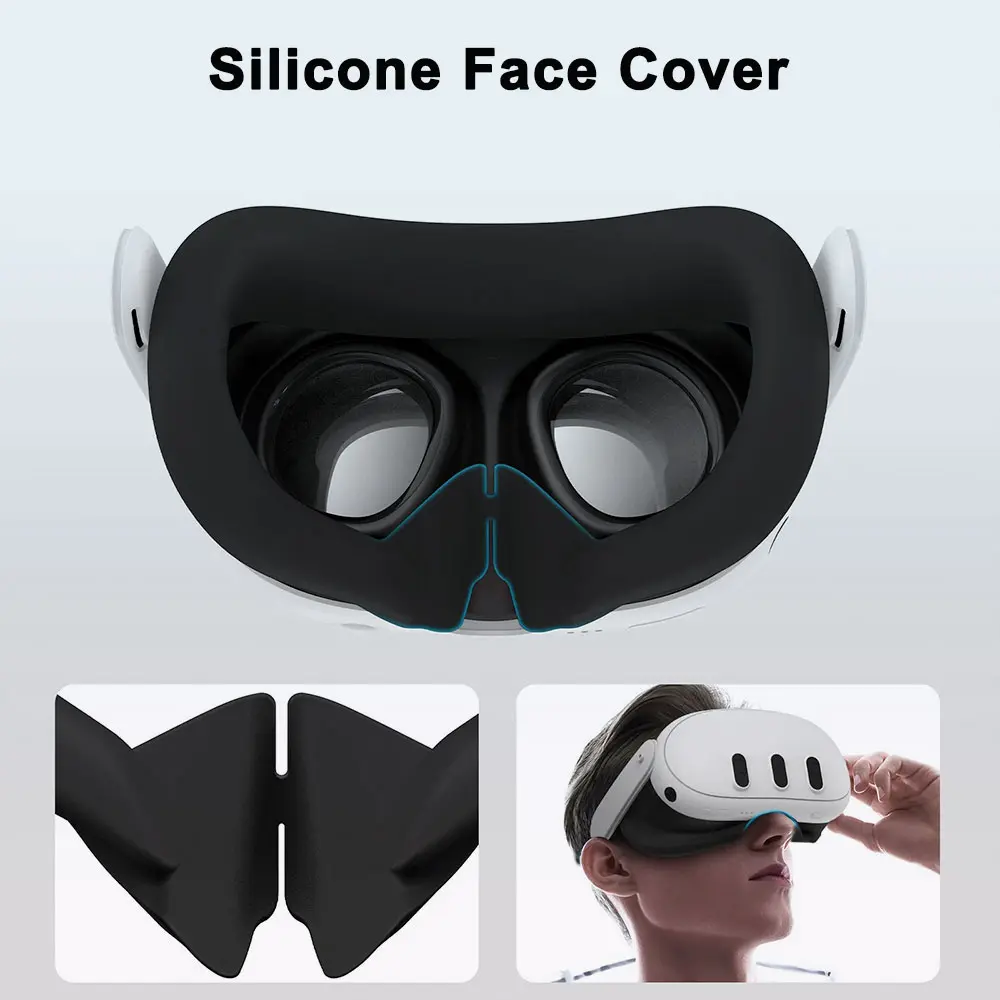 8 in 1 Silicone Cover Set for Oculus/Meta Quest 3 VR Headset Controller Protective Cover Lens Cap Face Case Eye Mask Accessories