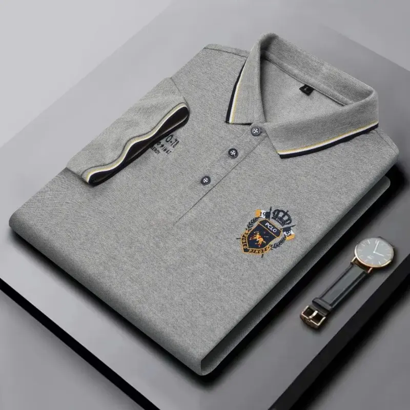 New Mens Embroidered Polo Shirts Summer Short Sleeve Shirt Luxury Top Lapel Streetwear Men Breathable Lightweight T Shirt Homme