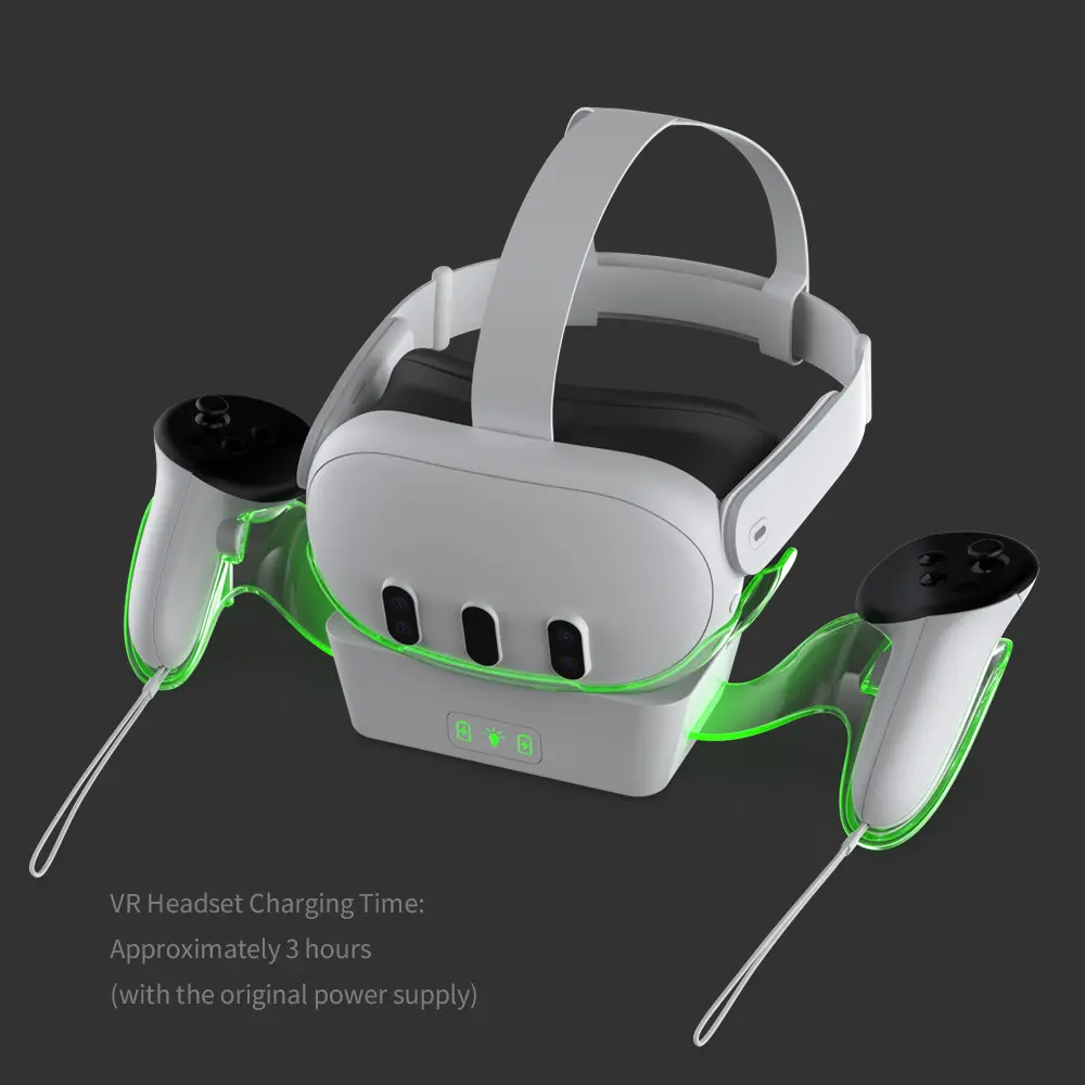 Wireless Charging Dock for Meta Quest 3,RGB Oculus VR Accessories Charger Station Controller Battery Pack, Fit Elite Head Strap