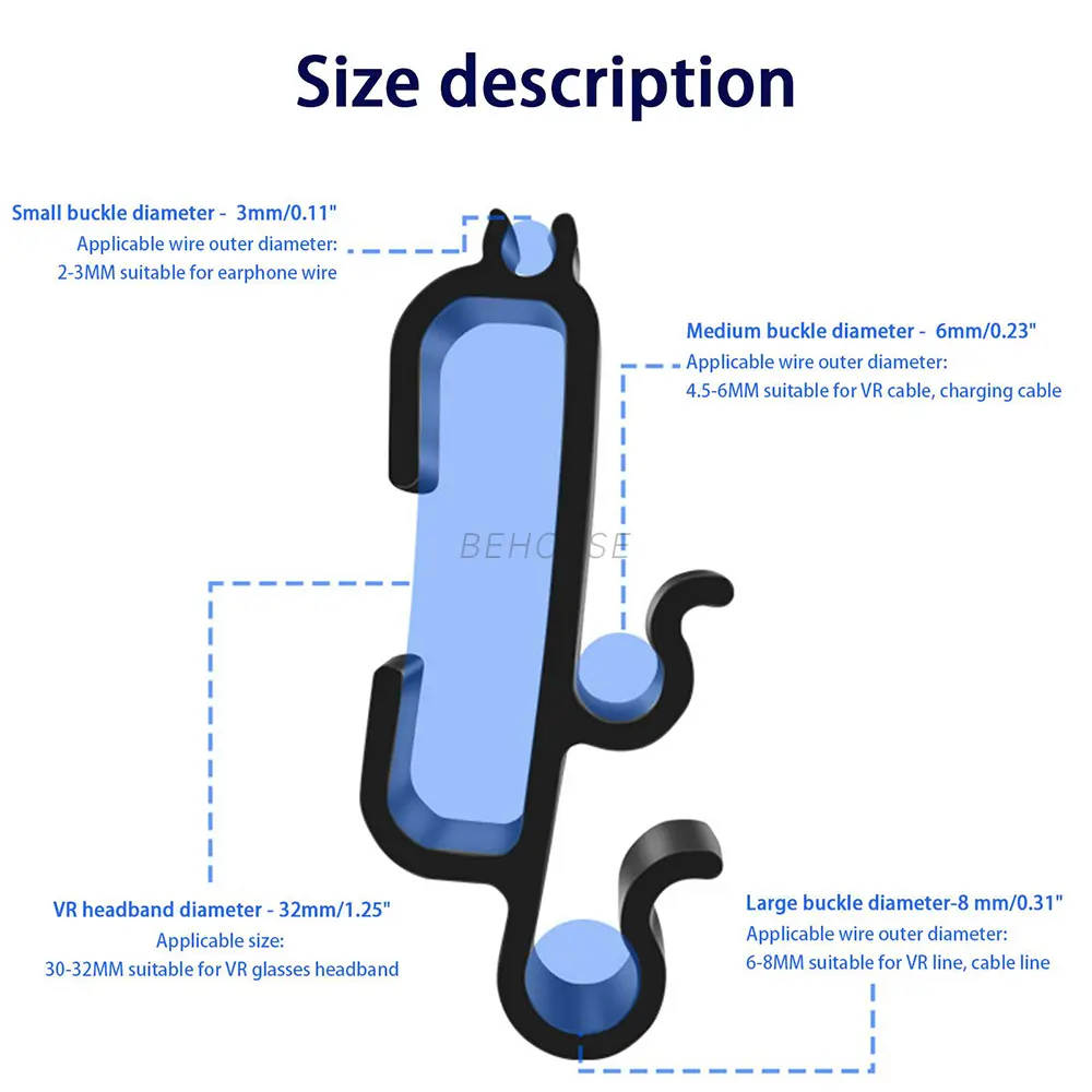 VR Cable Clamp Buckle Data Cable Fixer Clip for Oculus Quest 2/Quest 3/Pico 3/Pico 4 Link Standard VR Headset Strap Accessories