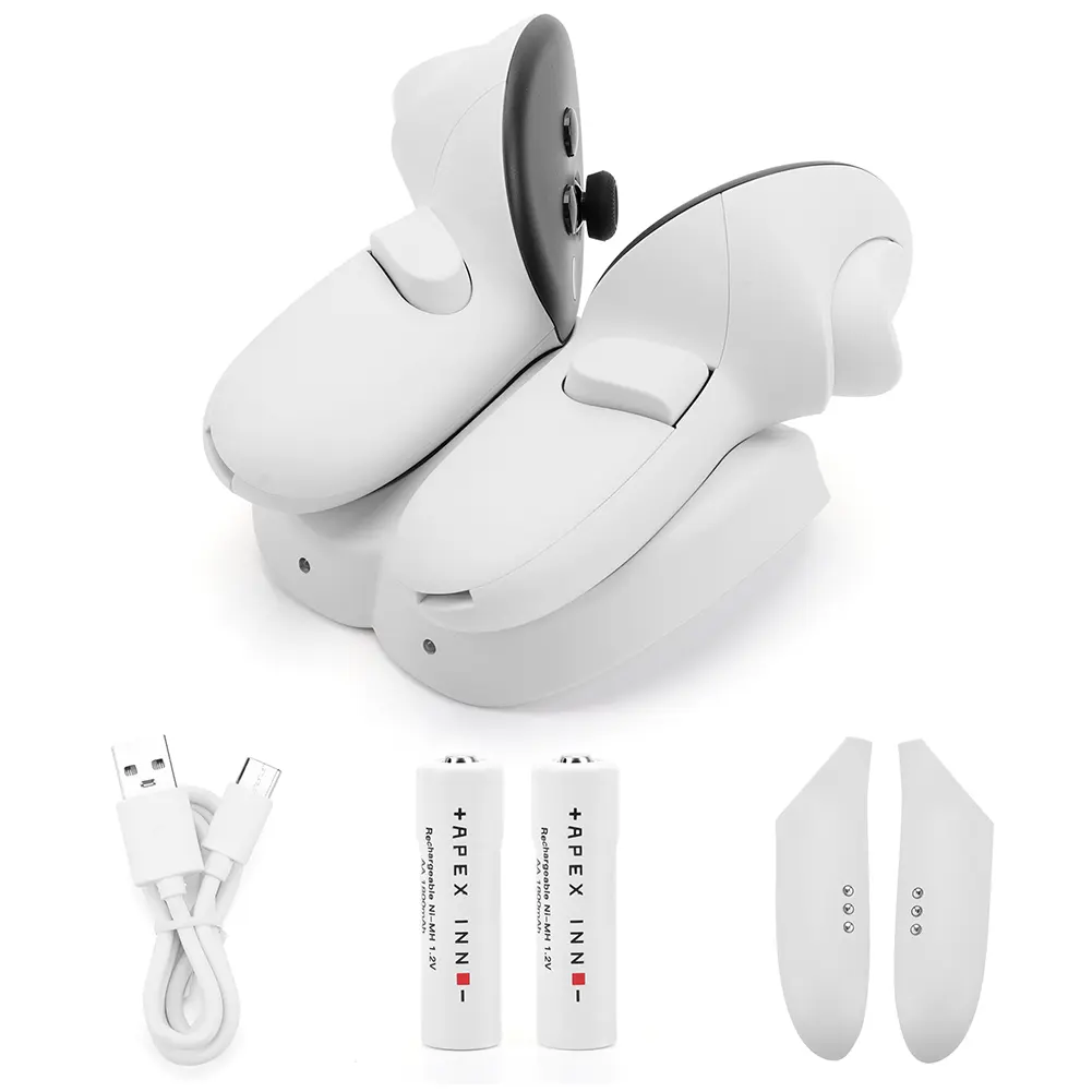 Controllers Wireless Charging Dock w/ 2 Rechargeable Battery for Quest 3 VR Touch Plus Handle Controller VR Accessories Charger