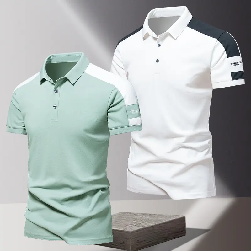 Men's POLO shirt, summer ice silk high-end business casual short sleeved T-shirt, solid color thin pure cotton lapel top