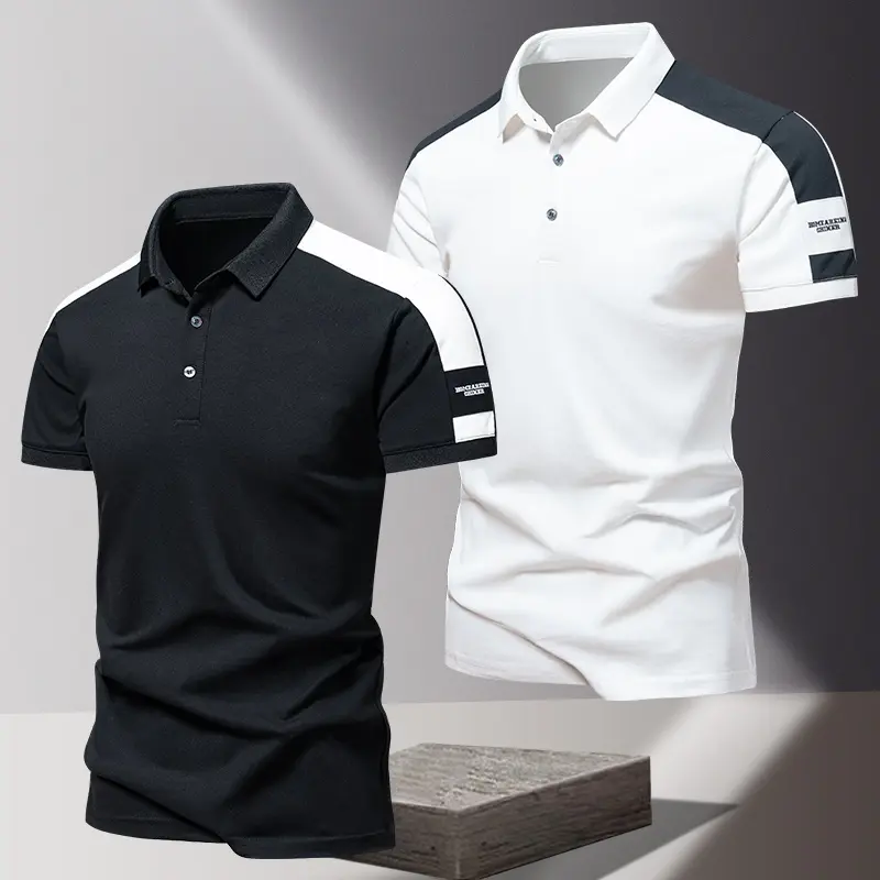 Men's POLO shirt, summer ice silk high-end business casual short sleeved T-shirt, solid color thin pure cotton lapel top