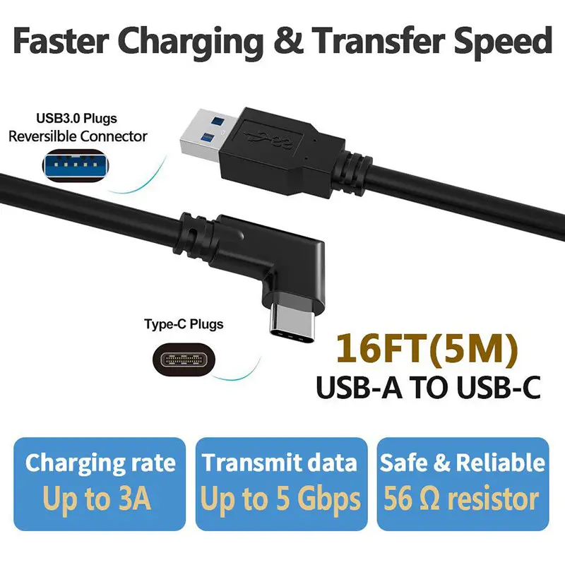 Data Line Charging Cable For Oculus Quest 3/Quest 2/Quest 1 VR Link USB 3.2 Data Transfer USB-A Type-C Cable for PICO 3/4 Pro