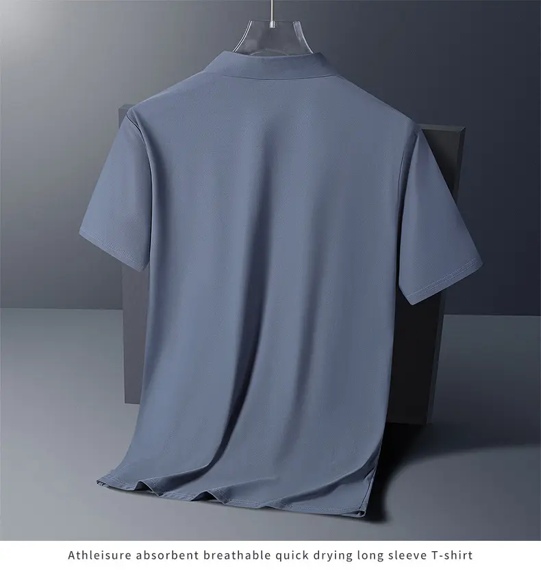 Hot Sale Men's Summer Casual Breathable Comfortable ice silk Polo Shirt Men's Solid Color High Quality Short Sleeve T-Shirt