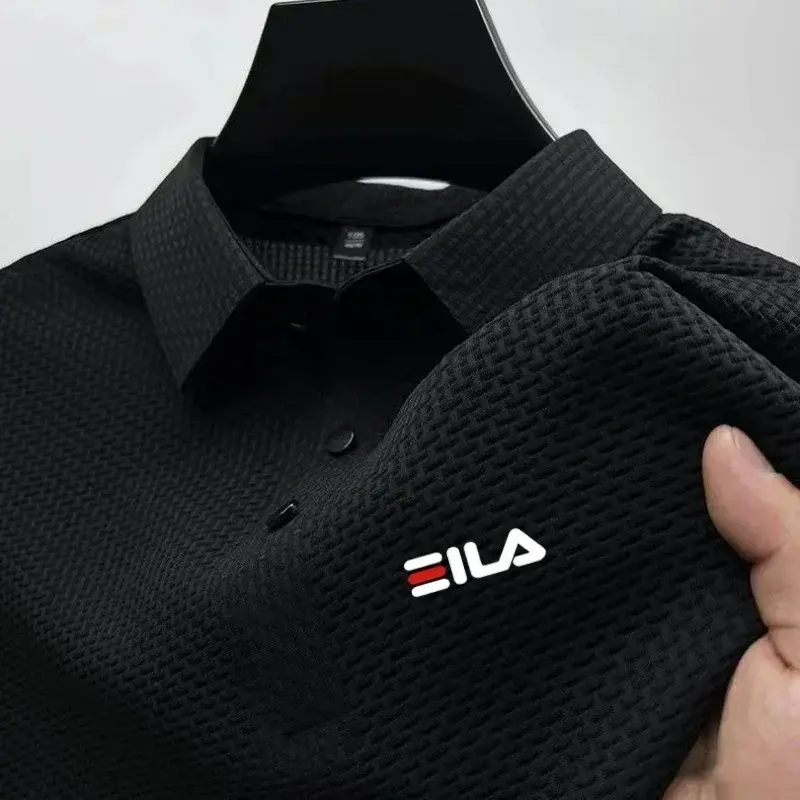 Men's POLO shirt Golf 2025 Summer Trendy quality men's short-sleeved Polo shirt, ice silk screen printed flower stopper, busines