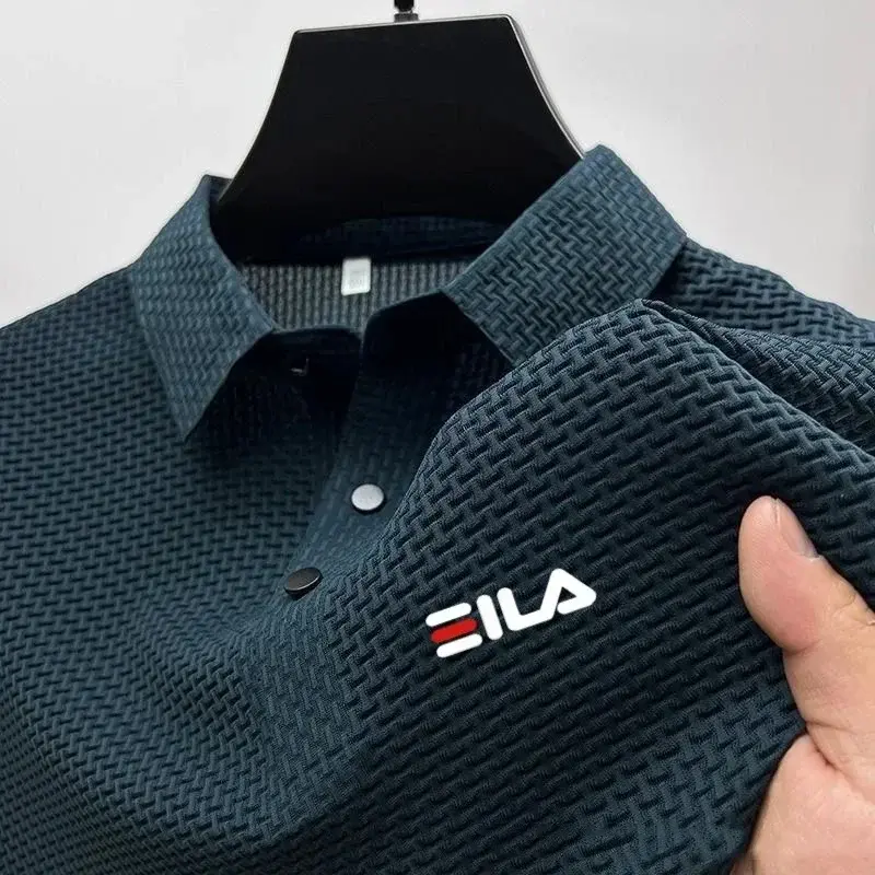Men's POLO shirt Golf 2025 Summer Trendy quality men's short-sleeved Polo shirt, ice silk screen printed flower stopper, busines