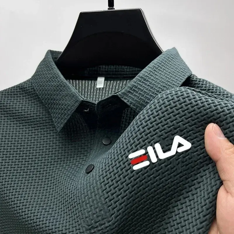 Men's POLO shirt Golf 2025 Summer Trendy quality men's short-sleeved Polo shirt, ice silk screen printed flower stopper, busines