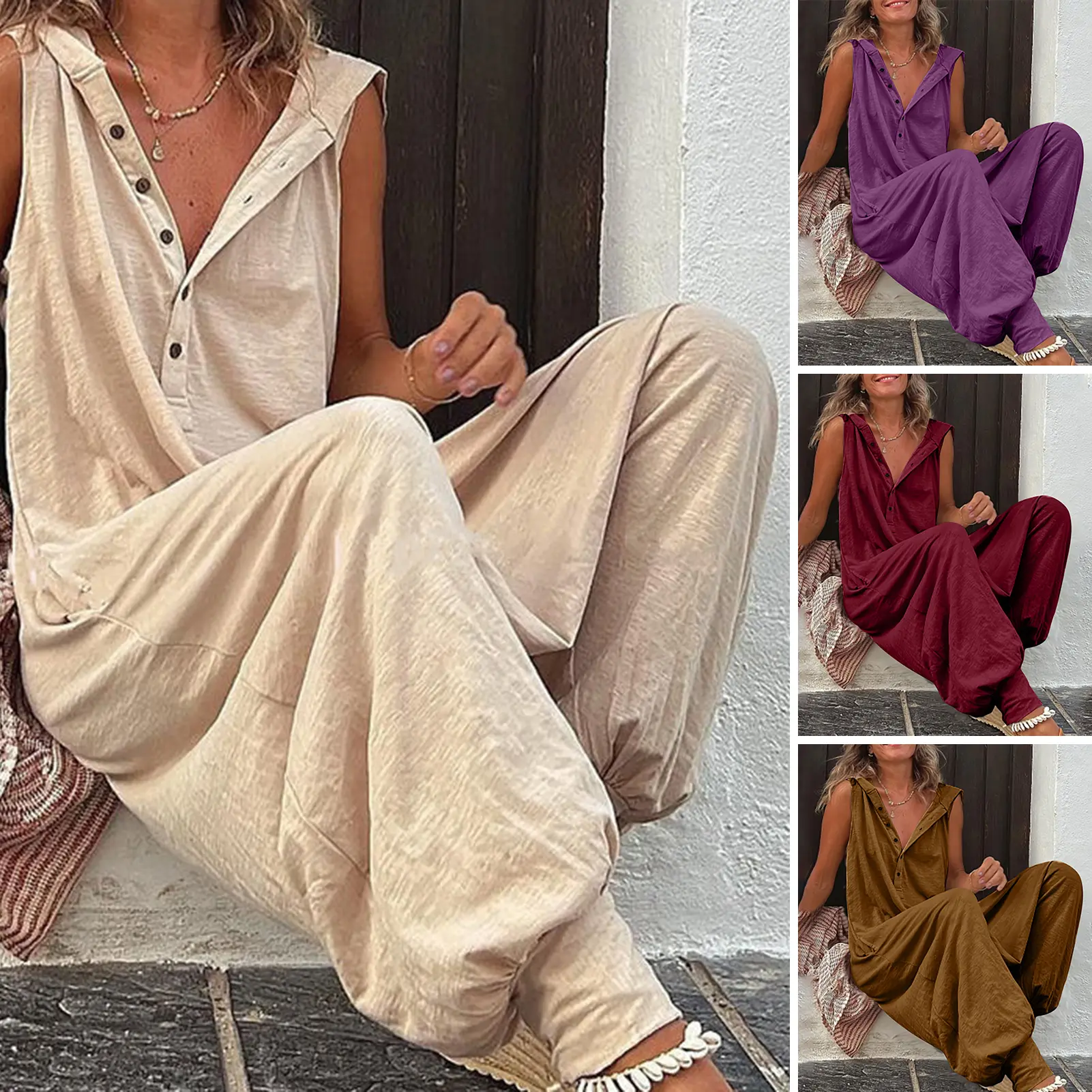 High Quality 2023 Spring Autumn Casual Women's Fashion Cotton Overalls Bohemian Stripe Casual Overalls