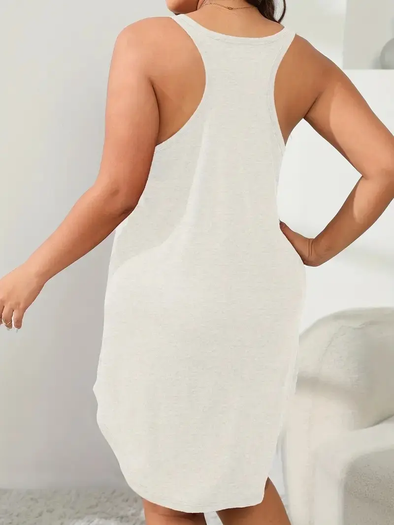 Women's Plus Size 1XL-5XL Basic Loungewear U-Neck Sleeveless Dress A-line Solid Color Casual Beach Dress Party Dress