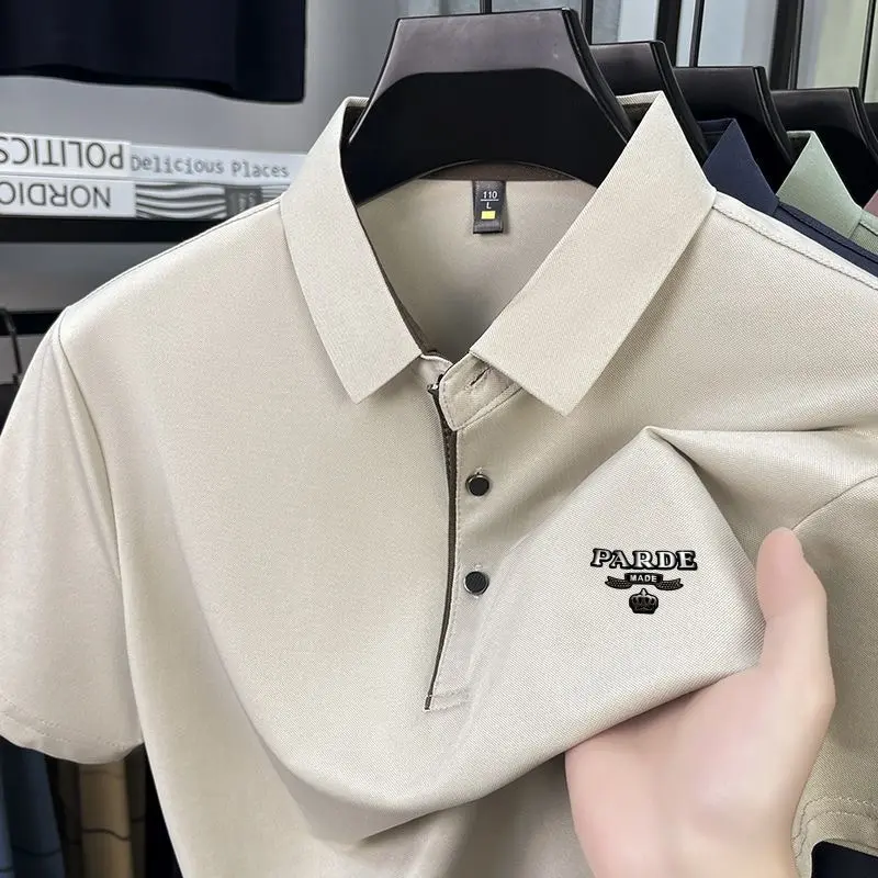 New luxury brand men's short sleeved polo shirt summer hot selling fashion boutique crown badge design golf top casual T-shirt