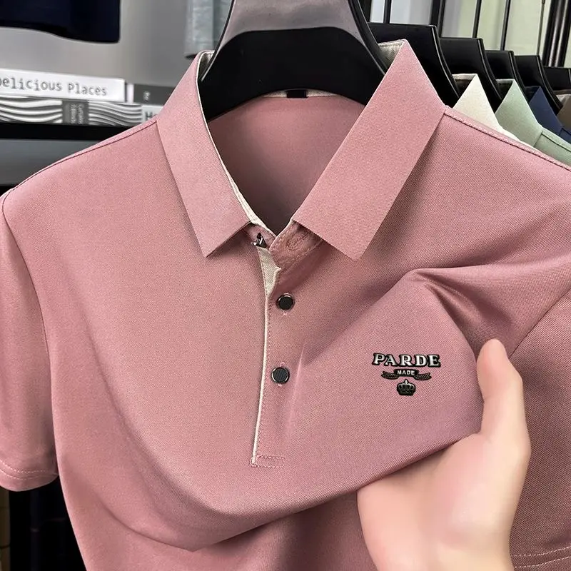 New luxury brand men's short sleeved polo shirt summer hot selling fashion boutique crown badge design golf top casual T-shirt