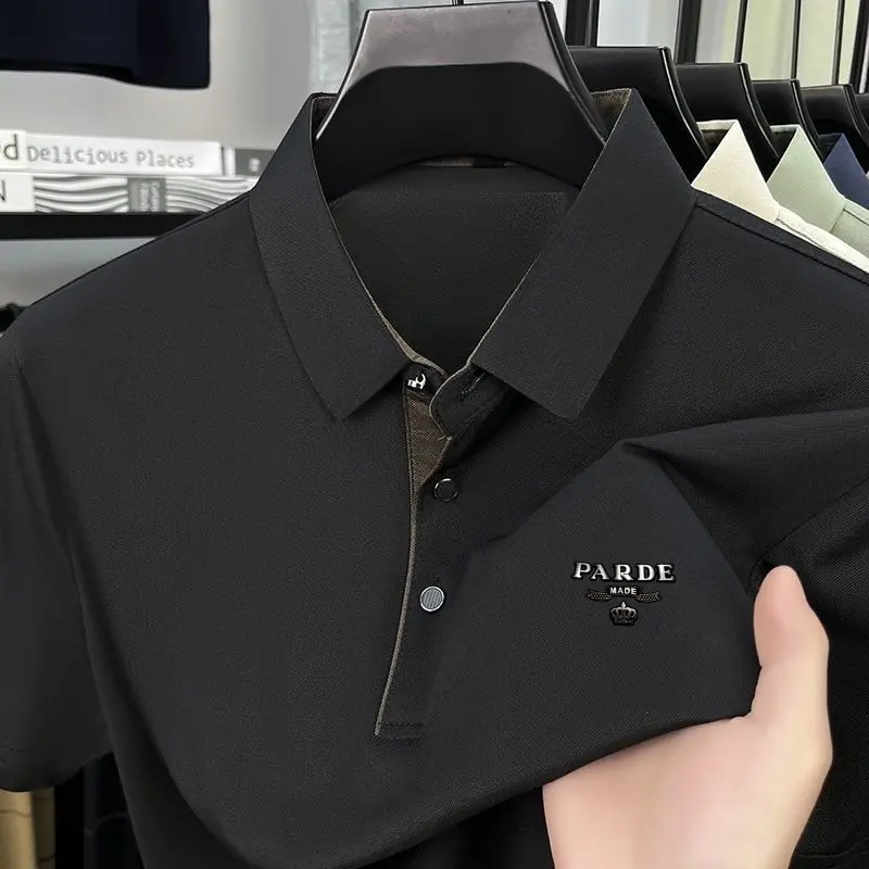 New luxury brand men's short sleeved polo shirt summer hot selling fashion boutique crown badge design golf top casual T-shirt
