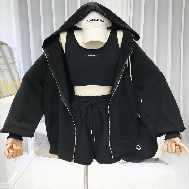 Fall Thin Hong Kong Style Women's Vintage Three-Piece Set Short Hat Jacket And Pants Korean Version Ins Trendy Outfit