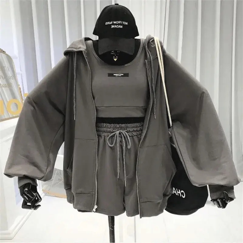 Fall Thin Hong Kong Style Women's Vintage Three-Piece Set Short Hat Jacket And Pants Korean Version Ins Trendy Outfit