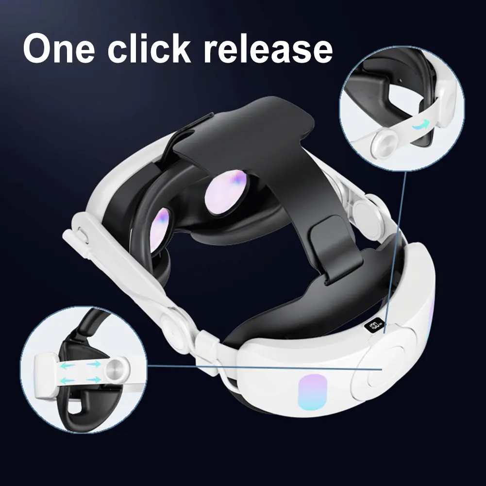 Adjustable Alternative Head Strap 6000mAh Rechargable Battery Head Belt Comfortable ABS for Meta Quest 3 VR Headset