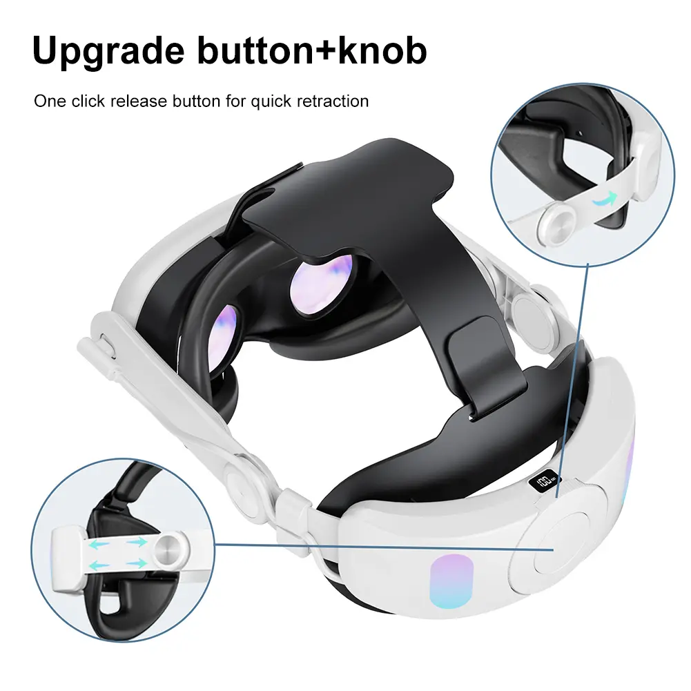 Adjustable Alternative Head Strap 6000mAh Rechargable Battery Head Belt Comfortable ABS for Meta Quest 3 VR Headset
