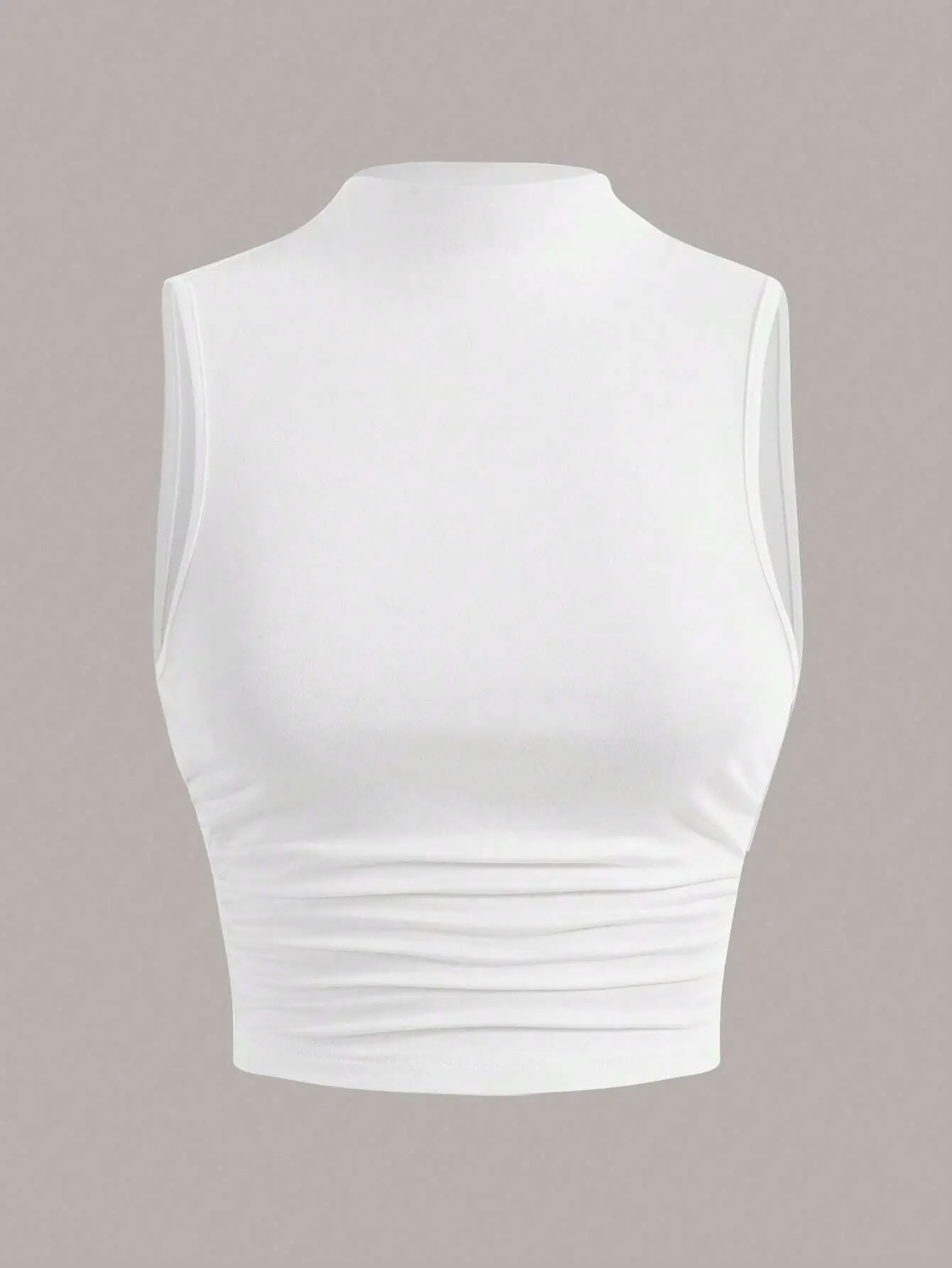 Casual Mock Neck Sleeveless Tank Top for Women Summer Sexy Solid Color Slim Fit Stand Collar Crop Top Streetwear 2024
