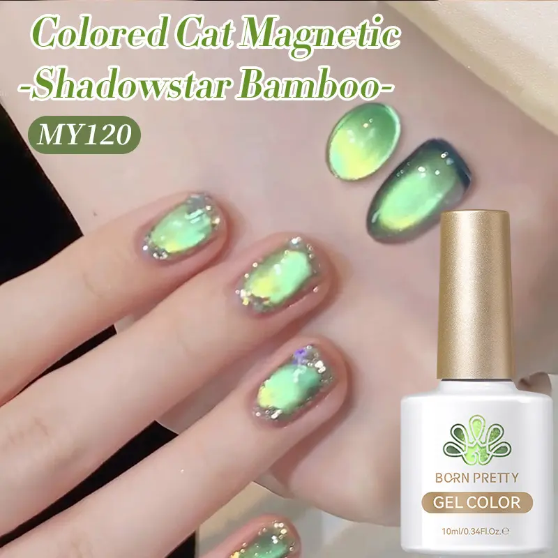 BORN PRETTY 10ml Green Summer Colored Cat Magnetic Gel Nail Polish Auroras Glitter Shine Soak Off UV Nail Art Syrup Varnish