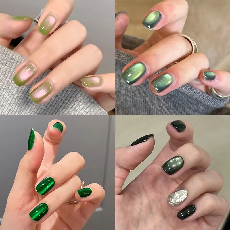 BORN PRETTY 10ml Green Summer Colored Cat Magnetic Gel Nail Polish Auroras Glitter Shine Soak Off UV Nail Art Syrup Varnish