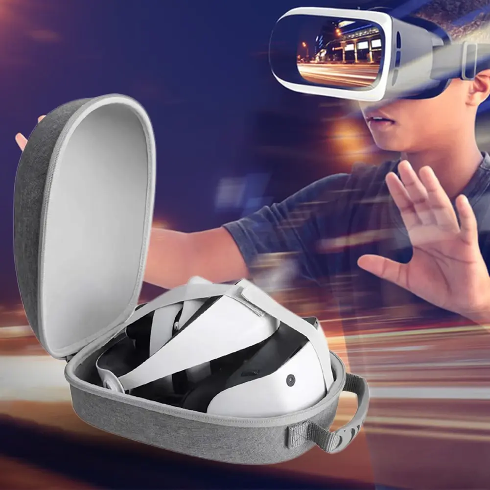 Portable EVA Protection Zipper Storage Bag with Lens Cover for PS VR2 Eyeglass Accessories with Shock Absorption