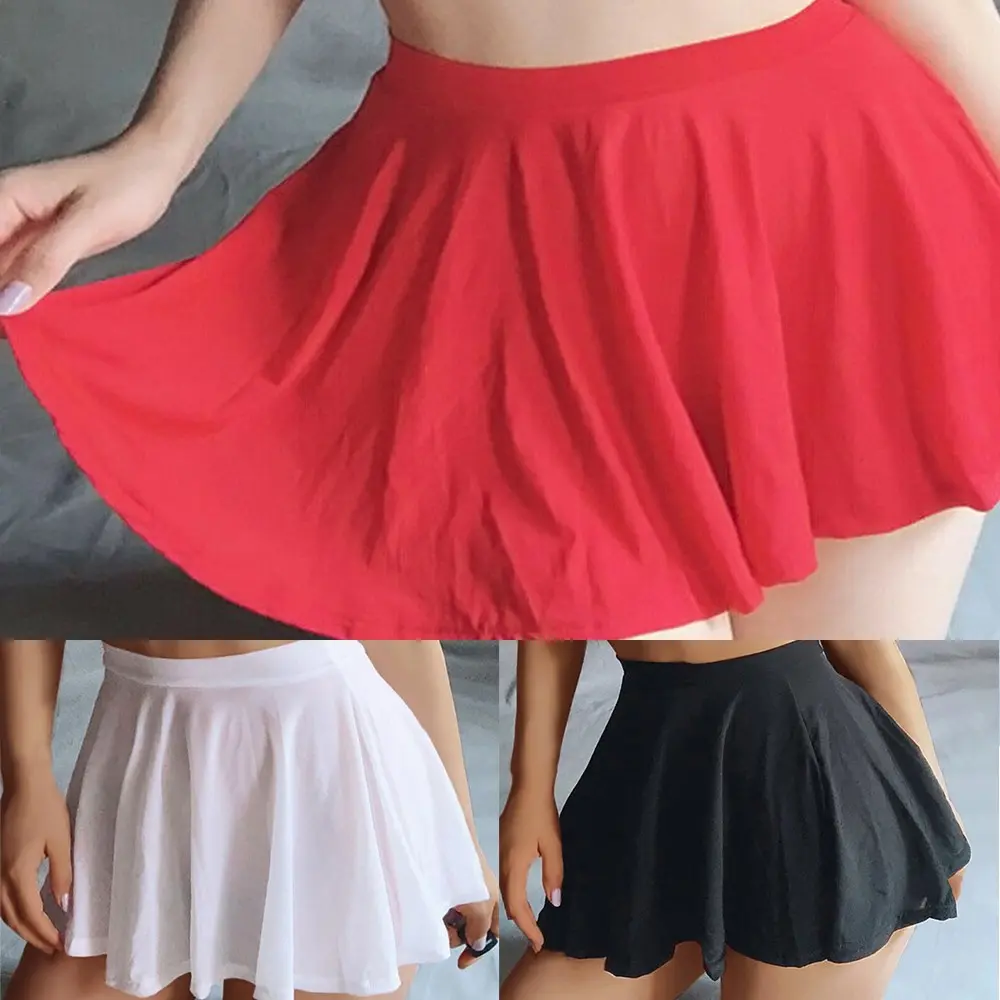 Women Sexy Pleated See Through A-Line High Waisted Costume Skirt Lingerie Sheer Skirts Casual Thin Simple Women's Mini Skirt