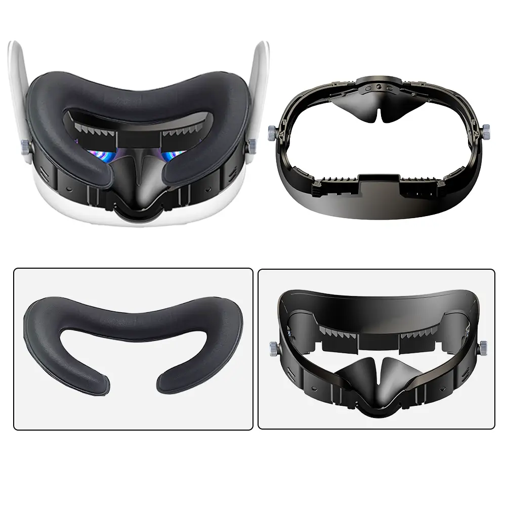 VR Adjustable Facial Replacement PU Leather Foam Bracket For Meta Quest 3 Comfortable Interface&Face Pad With Joystick Caps Gift
