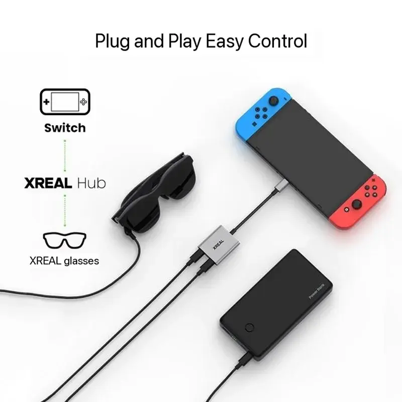XREAL Hub 120hz 2IN1 USB-C PD Fast Charging Adapter Portable Video Adapter For XREAL AIR 2 AIR2 Glasses Switch PS4 PS5 Converter
