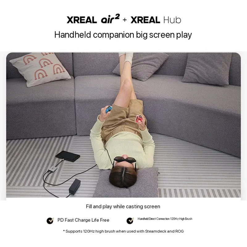 XREAL Hub 120hz 2IN1 USB-C PD Fast Charging Adapter Portable Video Adapter For XREAL AIR 2 AIR2 Glasses Switch PS4 PS5 Converter