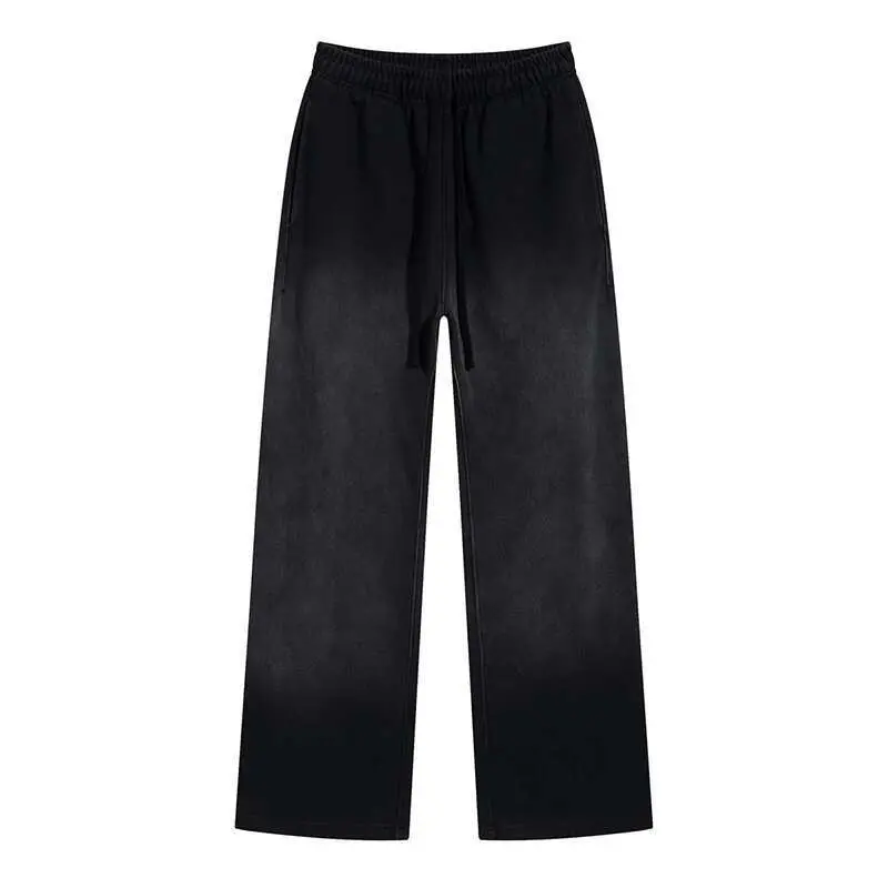 IEFB American Style Men's Sweatpants Trendy Spray Dyeing Drawstring Washed Casual Loose Men Wear Trousers Streetwear 9C9350