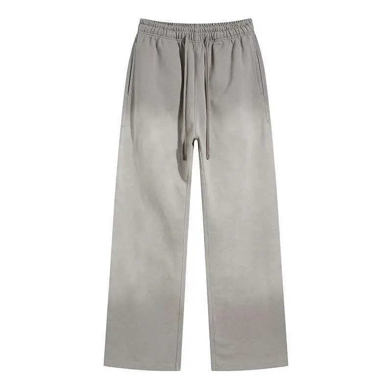 IEFB American Style Men's Sweatpants Trendy Spray Dyeing Drawstring Washed Casual Loose Men Wear Trousers Streetwear 9C9350