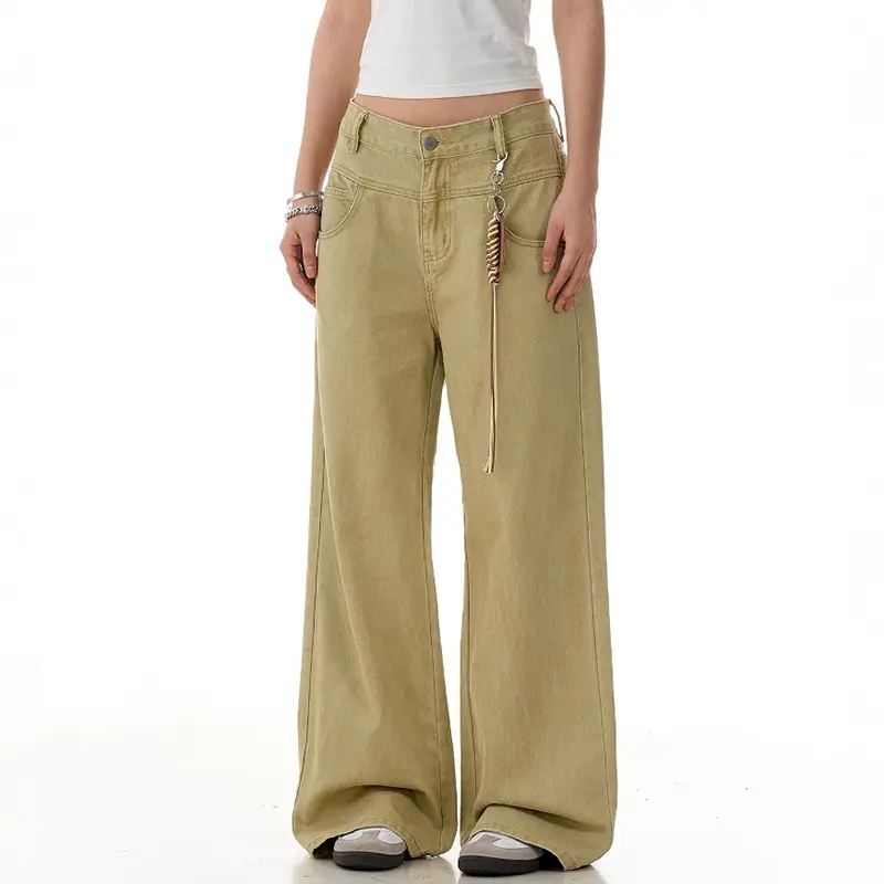 IEFB New Trendy Men's Denim Pants Washing Summer Solid Color Trousers Straight Loose Wide Leg Simple Male Jeans Cleanfit 9W2898