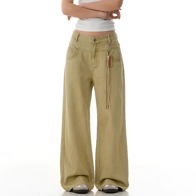 IEFB New Trendy Men's Denim Pants Washing Summer Solid Color Trousers Straight Loose Wide Leg Simple Male Jeans Cleanfit 9W2898