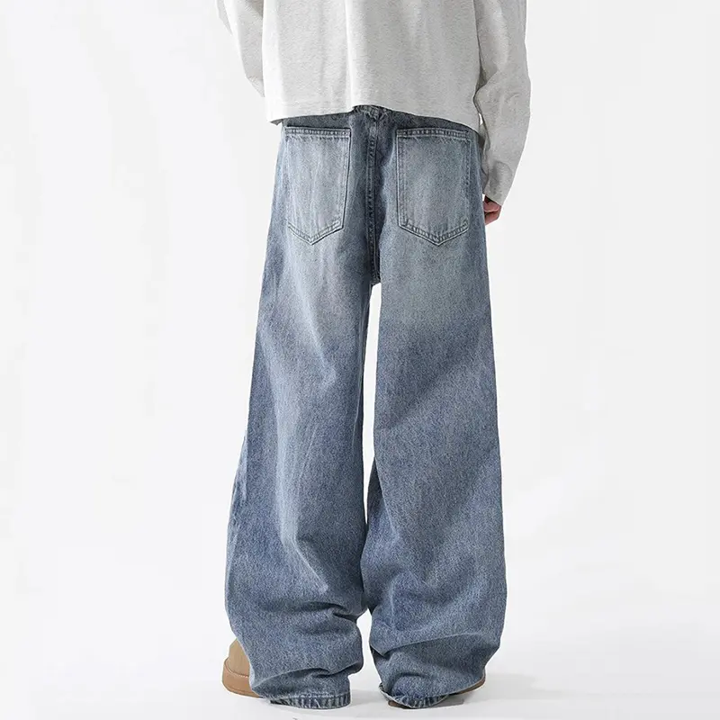 IEFB Autumn New Fashion Patchwork Jeans Men American Niche Washed Loose Straight Leg Denim Pants Baggy Streetwear Male 9W3966