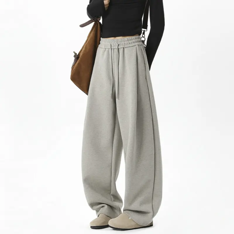 IEFB Korean Style Men's Casual Pants Solid Color Drawstring All-match Trousers Straight Leg Elastic Waist Male Bottom New 9W3893