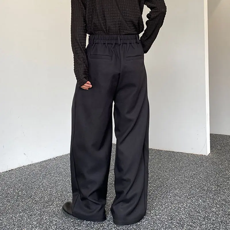 IEFB Men's Trousers Solid Color Korean Style Wide Leg Straight Leg Casual Pants Trend 2025 Spring Summer Belt Design 9C3478