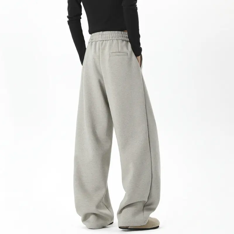 IEFB Korean Style Men's Casual Pants Solid Color Drawstring All-match Trousers Straight Leg Elastic Waist Male Bottom New 9W3893