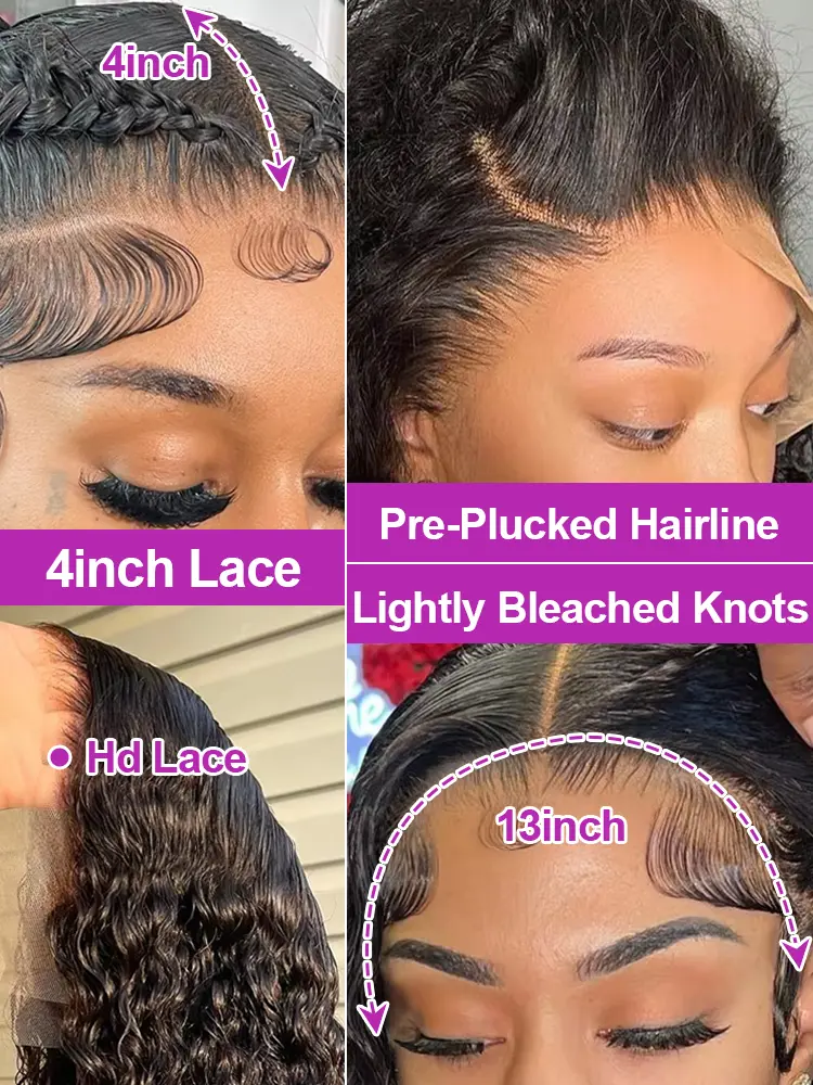 40 46 Inch Deep Wave 13x6 13x4 Hd Lace Front Human Hair Wig 250 Density Water Curly 360 Lace Frontal Wigs Human Hair For Women