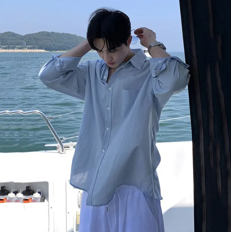 IEFB Men's Shirts Long Sleeve New Korean Style Solid Color Stylish Turn-down Collar Causal Trendy Male Loose Clothing 9W1981