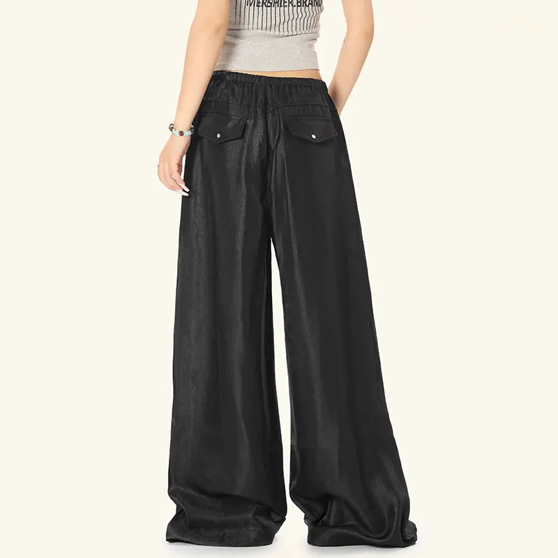 IEFB Liquid Metal Light Sensing Casual Pants Summer Men's Clothing Trendy Loose Wide Leg Solid Color Male Suit Trousers 9W2327